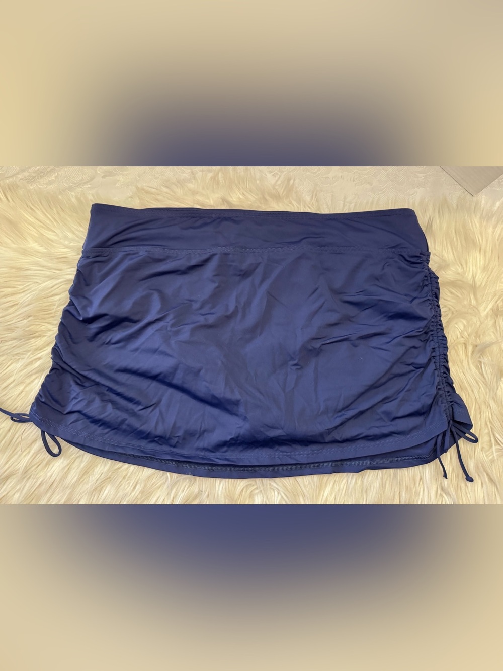 Lands' End Navy Blue Swim‎ Skirt Bottoms Cinch Sides  Modest Slimming Size 18